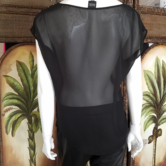 Saks "BLACK" label sequin sheer top - Picture 3 of 8